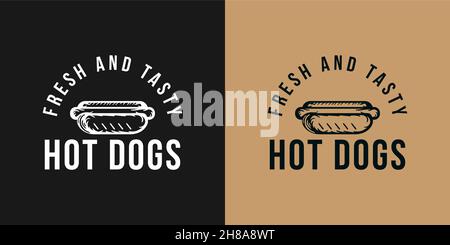 hot dog vector logo, fast food, junk food. vintage vector illustration Stock Vector