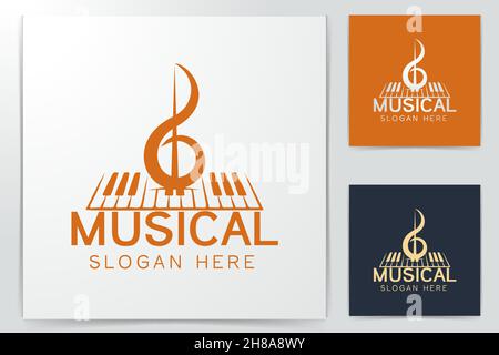 piano, violin, musical logo Designs Inspiration Isolated on White Background Stock Vector