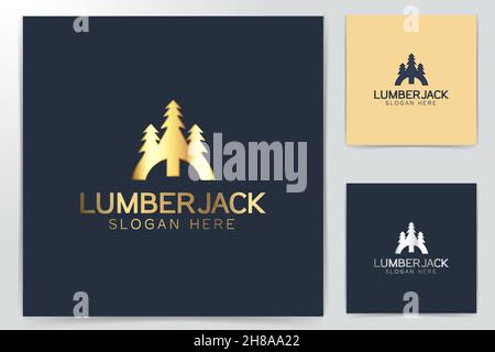 letter H and wood cutter logo Designs Inspiration Isolated on White Background Stock Vector