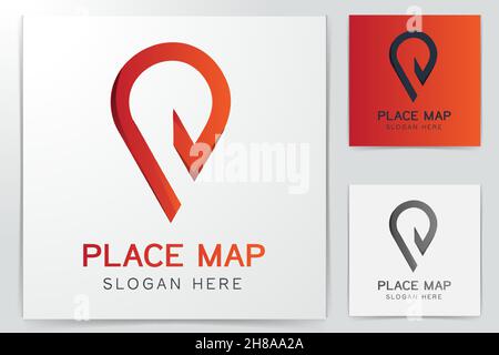 letter P and point map logo Designs Inspiration Isolated on White Background Stock Vector