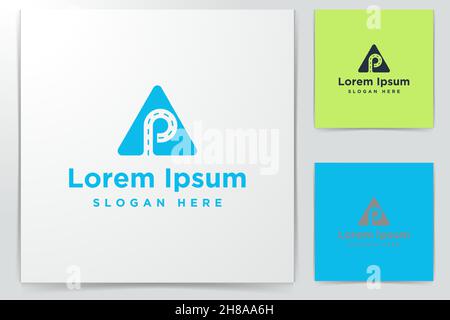 letter P and road Logo Inspiration isolated on white background Stock Vector