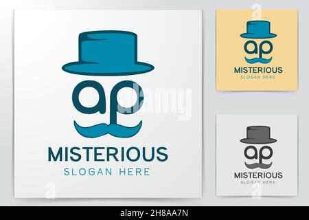 gentlemen, father with hat logo design inspiration Isolated On white Backgrounds Stock Vector
