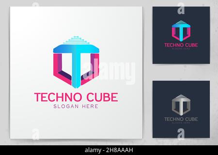letter T hexagon technology logo Designs Inspiration Isolated on White Background Stock Vector
