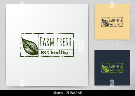 farm fresh, 100 % healthy label Designs Inspiration Isolated on White Background Stock Vector
