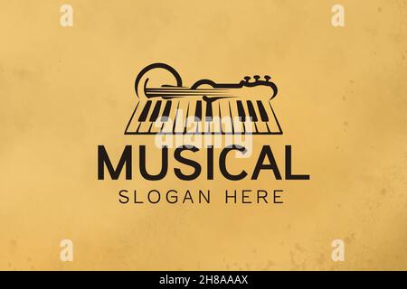 violin and piano logo Designs Inspiration Isolated on White Background Stock Vector