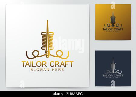 needle and yarn, tailor logo Designs Inspiration Isolated on White Background Stock Vector