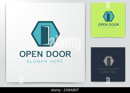 opened door logo Designs Inspiration Isolated on White Background Stock Vector