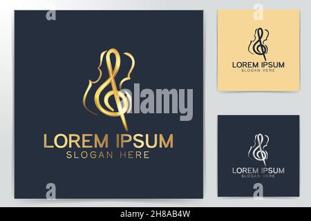 Musical note and harp logo designs, vector illustration Stock Vector