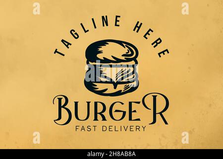 vintage burger, fast food logo Stock Vector
