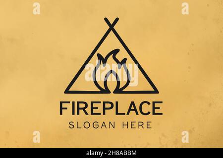 mono line fire for adventure logo design inspiration Stock Vector