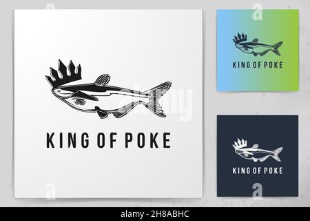 milkfish, poke king logo Designs Inspiration Isolated on White Background Stock Vector