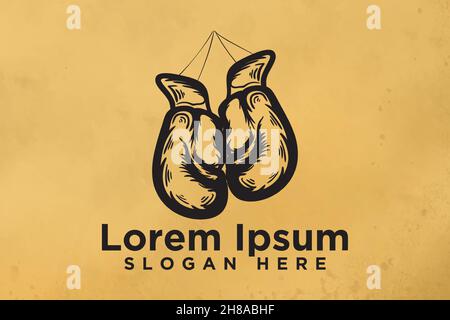 Hand Drawn boxing gloves Logo Designs Vector Illustration Stock Vector