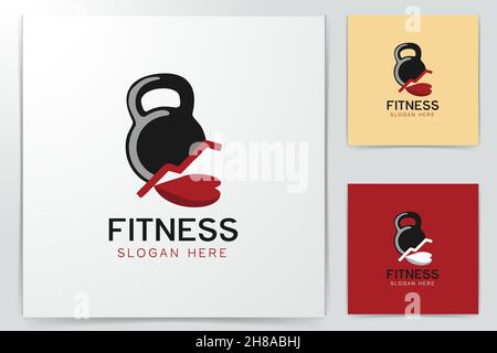 kettle bell and love fitness member logo design inspiration Stock Vector