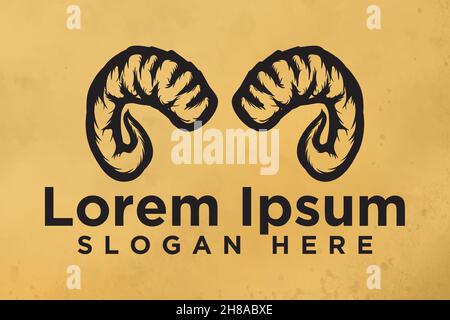Sheep goat horn, Ram logo design, Vector illustration Stock Vector