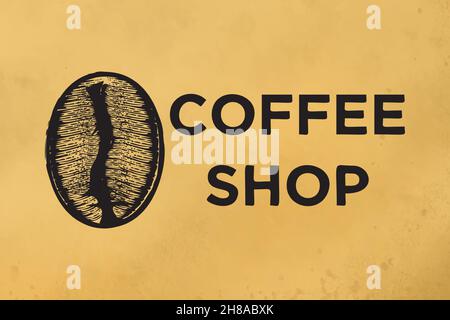 hand drawn coffee bean, coffee shop logo Designs Inspiration Stock Vector