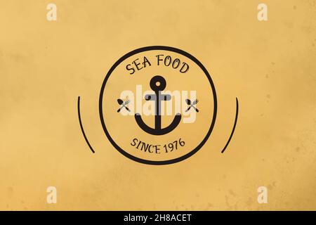 Nautical, sea food restaurant logo Designs Inspiration Isolated on White Background Stock Vector