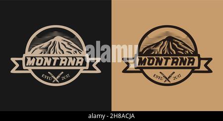 hand drawn mountain , knife, adventure logo Design Stock Vector