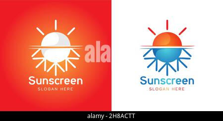 sun beach logo design inspiration Stock Vector