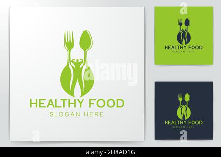 healthy food for body builder logo design inspiration Stock Vector