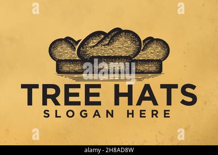 hand drawn chef hat, restaurant and cooking Logo Inspiration Stock Vector