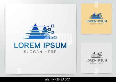 digital mountain technology logo Designs Inspiration Isolated on White Background Stock Vector