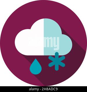 Cloud with Snow and Rain flat icon. Meteorology. Weather. Vector illustration eps 10 Stock Vector
