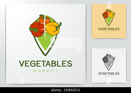 leaf and a pile of tomato logo Designs Inspiration Isolated on White Background Stock Vector