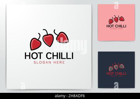 red chili logo Designs Inspiration Isolated on White Background Stock Vector