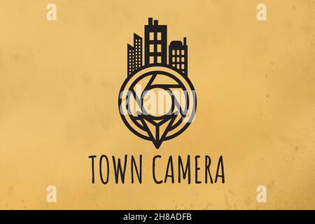lens camera and town logo Designs Stock Vector