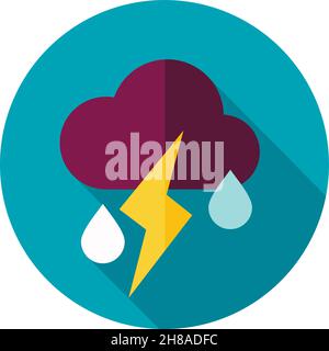 Cloud Rain Lightning flat icon. Meteorology. Weather. Vector illustration eps 10 Stock Vector