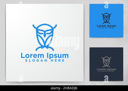 Owl, Mono Line Logo Designs, Vector Illustration Stock Vector