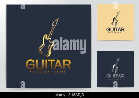 Abstract electric guitar logo, vector illustration Stock Vector