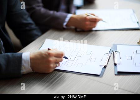 flowchart with empty boxes shows business structure Stock Photo