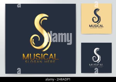 Letter S , Musical Instrument Logo Design Stock Vector