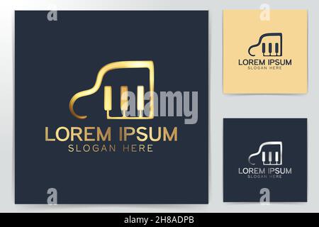 Grand Piano, Musical Instrument Logo Design Stock Vector