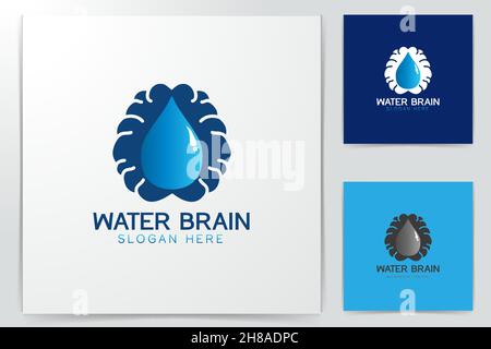 brain and water drop logo Designs Inspiration Isolated on White Background Stock Vector