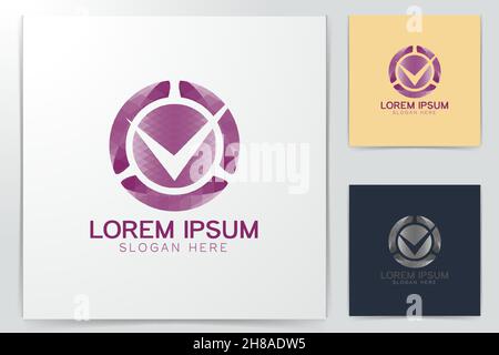round and check mark logo Designs Inspiration Isolated on White Background Stock Vector