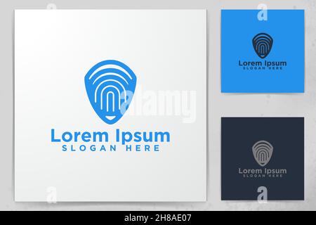 Finger Print, And Shield, Protection Logo Design, Vector Illustration Stock Vector