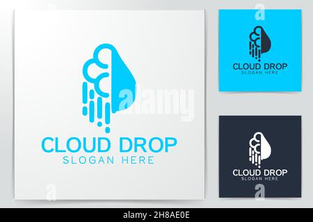 cloud, water drop logo Designs Inspiration Isolated on White Background Stock Vector