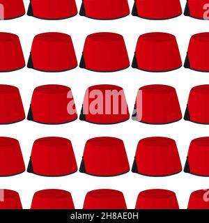 Illustration on theme pattern hats ottoman fez, beautiful caps in white background. Caps pattern consisting of collection hats ottoman fez for wearing Stock Vector