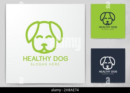 Dog care silhouette head, Healthy pet mono line logo design Stock Vector