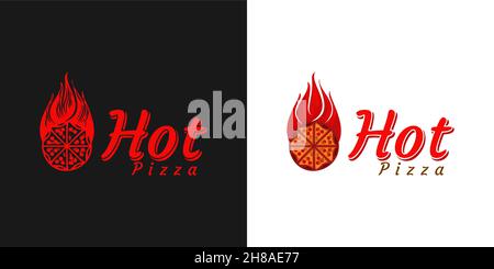 Hot Pizza Logo Designs Inspiration Stock Vector