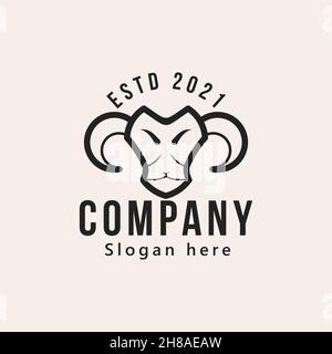 vintage hipster goat horn logo design vector illustration isolated design element Stock Vector