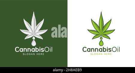 Cannabis leaf marijuana and drop water logo design Stock Vector