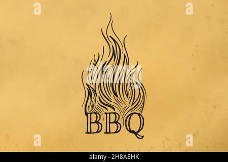 fire flames, bbq logo design Stock Vector