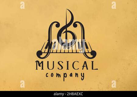 violin, piano key, musical instrument logo Designs Stock Vector