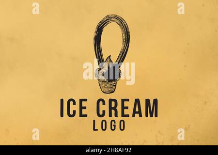 hand drawn ice cream logo Designs Inspiration Stock Vector