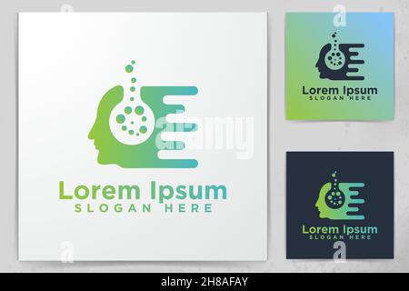 Man Head, Test tube, Speed Logo Design, Vector Illustration Stock Vector