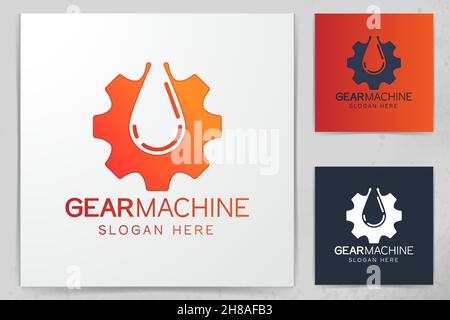 Gear and Drop Oil Logo Designs, Vector Illustration Stock Vector