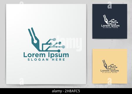 Pen and circuit Digital Logo Designs, Vector Illustration Stock Vector